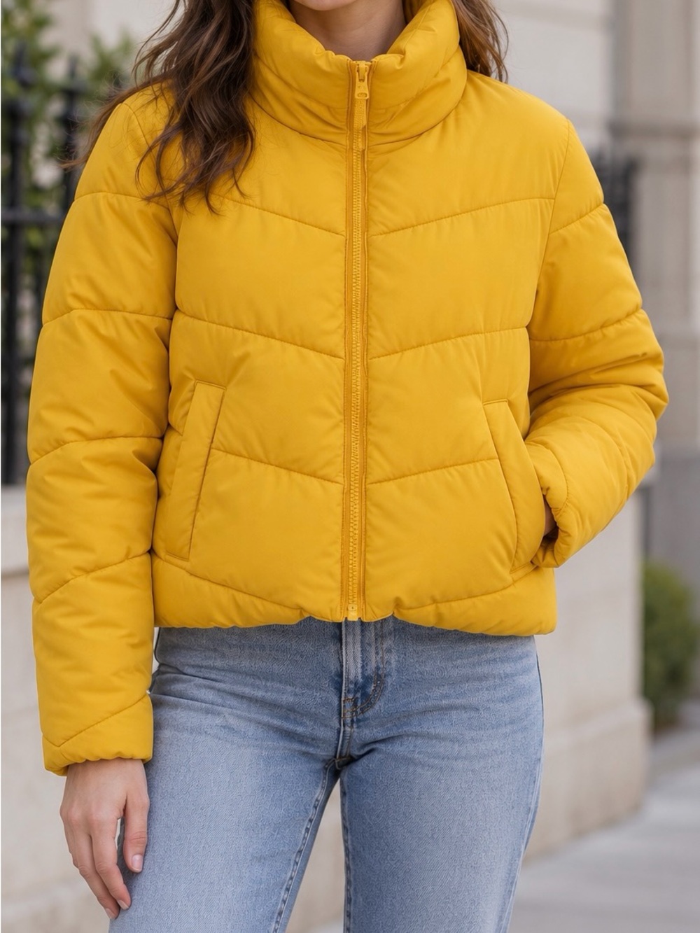 Abercrombie & Fitch Yellow Puffer Small Size